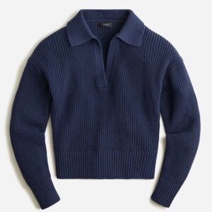 J.Crew Navy Collared Cotton Beach Sweater